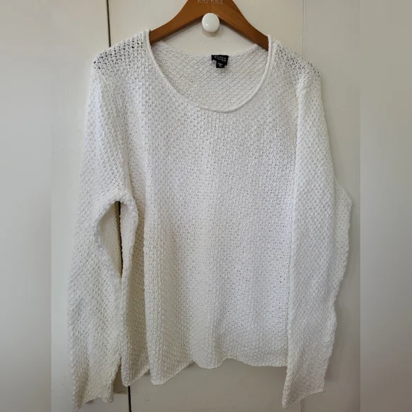 Eileen Fisher White Cotton/Nylon Sweater Sz XL - Picture 1 of 4